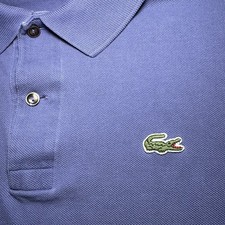 Lacoste Polo Shirt Mens 8 Long Sleeve Made In France Purple Blue Vintage Cotton