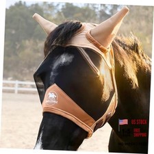 Medium Gold Horse Fly Mask with Ears - Fine Mesh - UV Protection - Medium Gold