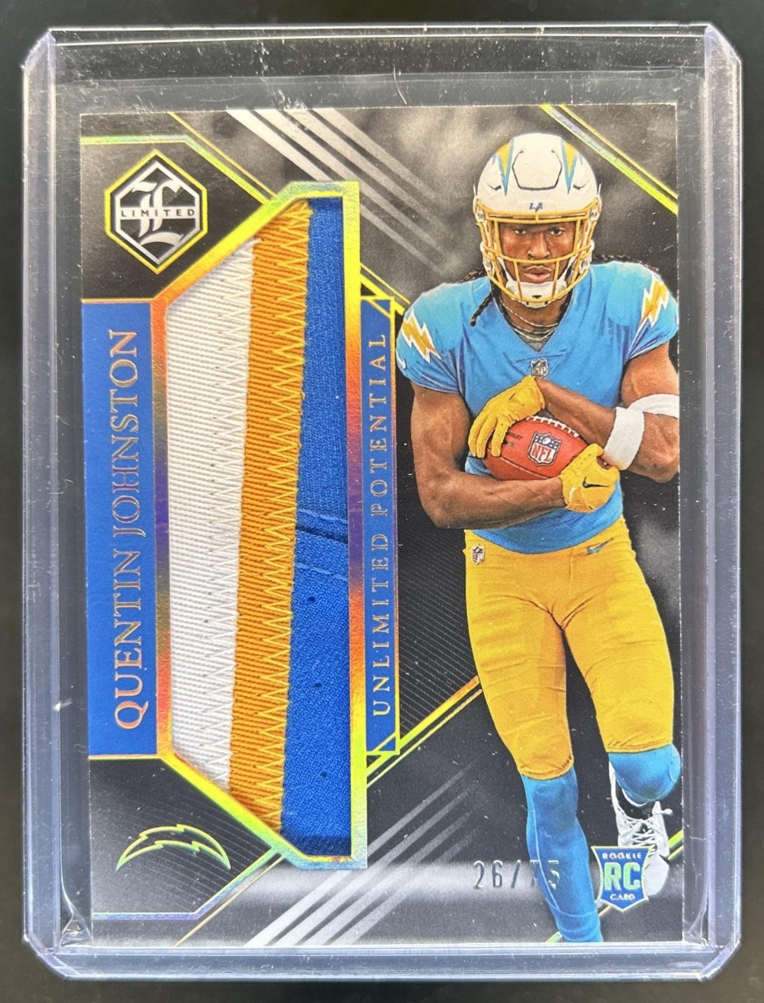 Quentin Johnston Panini Limited Unlimited Potential Relics #LPQJ Gold Spotlight