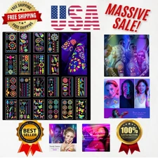 170 PCS Waterproof Glow in the Dark Tattoos for Neon UV Parties - Fun for All
