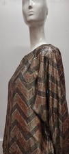 Halston 70s Gold Liquid Lame Blouse Long Sleeve Chevron Evening Wear Unisex Fit