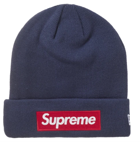 Bonnet Supreme New Era boîte logo (FW24) bleu marine