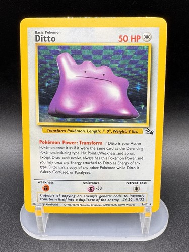 Pokémon TCG | Ditto Fossil Holo Rare Card 3/62 Unlimited - LP