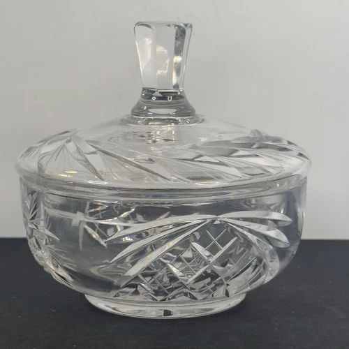 Vintage 1960’s Anchor Hocking Prescut Clear Glass Star Of David Candy Dish W/Lid