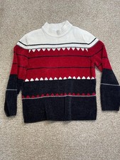 Vintage Alfred Dunner Chenille Acrylic Sz M Cottagecore Grandma Striped 90s