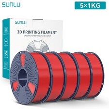 SUNLU 5KG PETG Filament 1.75mm toughness Neatly Wound Filaments 1KG Spool Red