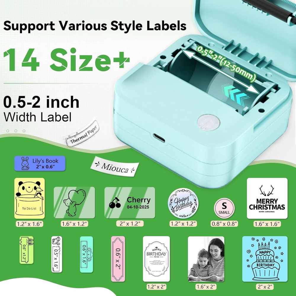 Bluetooth Mini Label Maker Machine with Blue Tape - Portable Sticker Printer