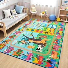Kids Rug for Playroom, 4x6 ABC Educational Carpet for Classroom, Fun Alphabet