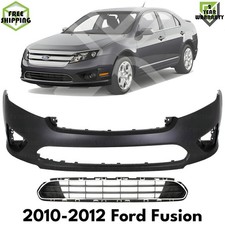 Front Bumper Cover Primed Plastic Bumper Grille Kit For 2010-2012 Ford Fusion Front Bumper Cover Primed Plastic Bumper Grille Kit For 2010-2012 Ford Fusion