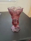 Vintage Fenton Glass 9” Cabbage Rose Vase in a Pink "Dusty Rose" Color 1990’s