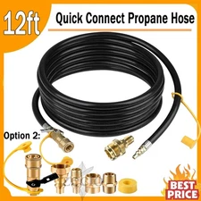 NEW Upgraded 1/4" 12FT Quick Connect Propane Hose for RV to Gas Grills
