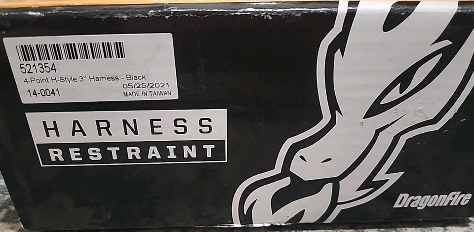 DragonFire Racing Harness Restraints Black H Style - 4-Point - 3" Buckle 14-0041 - Image 2 of 4