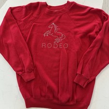 Vintage Hanes Pullover Sweatshirt Red Size Large Horse Equine Made In USA