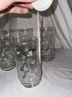 Set of 6 Clear Glass Floral Decorated Tumblers Vintage/Retro — photo 5