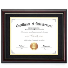 ELSKER&HOME Diploma Frames 11x14 with Mat- Solid Cherry Wood - Display 11x14 Doc