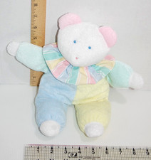 Eden Pastel Terrycloth Clown Bear Baby Plush w/Collar Soft Colorblock Squishy 12