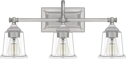Quoizel Nicholas 22" Wide Brushed Nickel 3-Light Bath Light - Picture 3 of 6