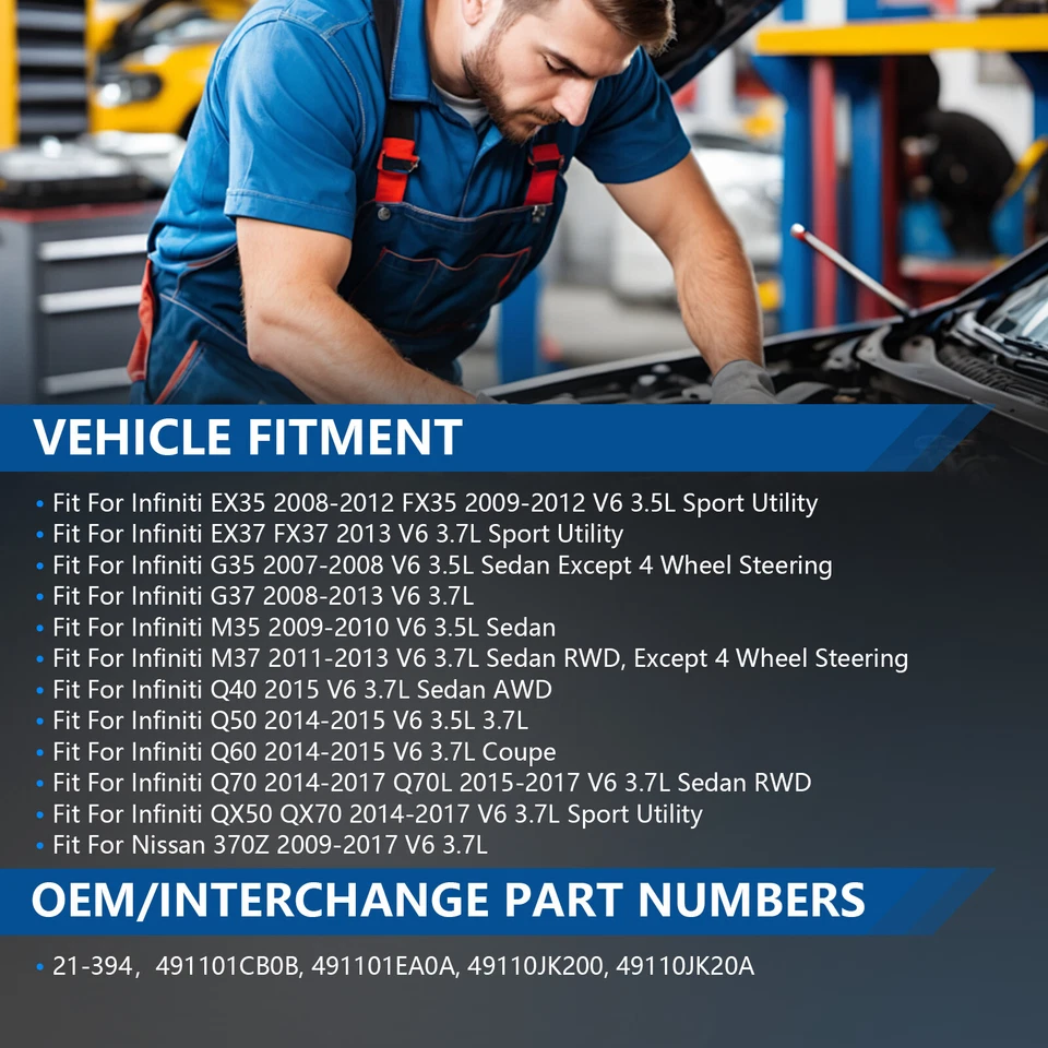 Power Steering Pump w/ Pulley For Nissan 370Z Infiniti G35 G37 Q40 Q50 Q60 21394 Foto 2 de 4