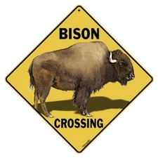 BISON Crossing Sign, 12" on sides, 16" on Diagonal, Aluminum, Indoor/Ourdoor
