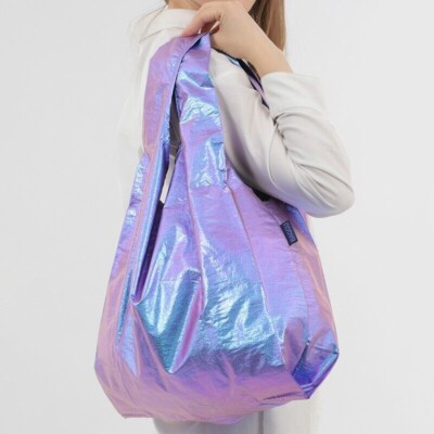 BAGGU STANDARD Metallic AURORA Hologram Gold Reusable