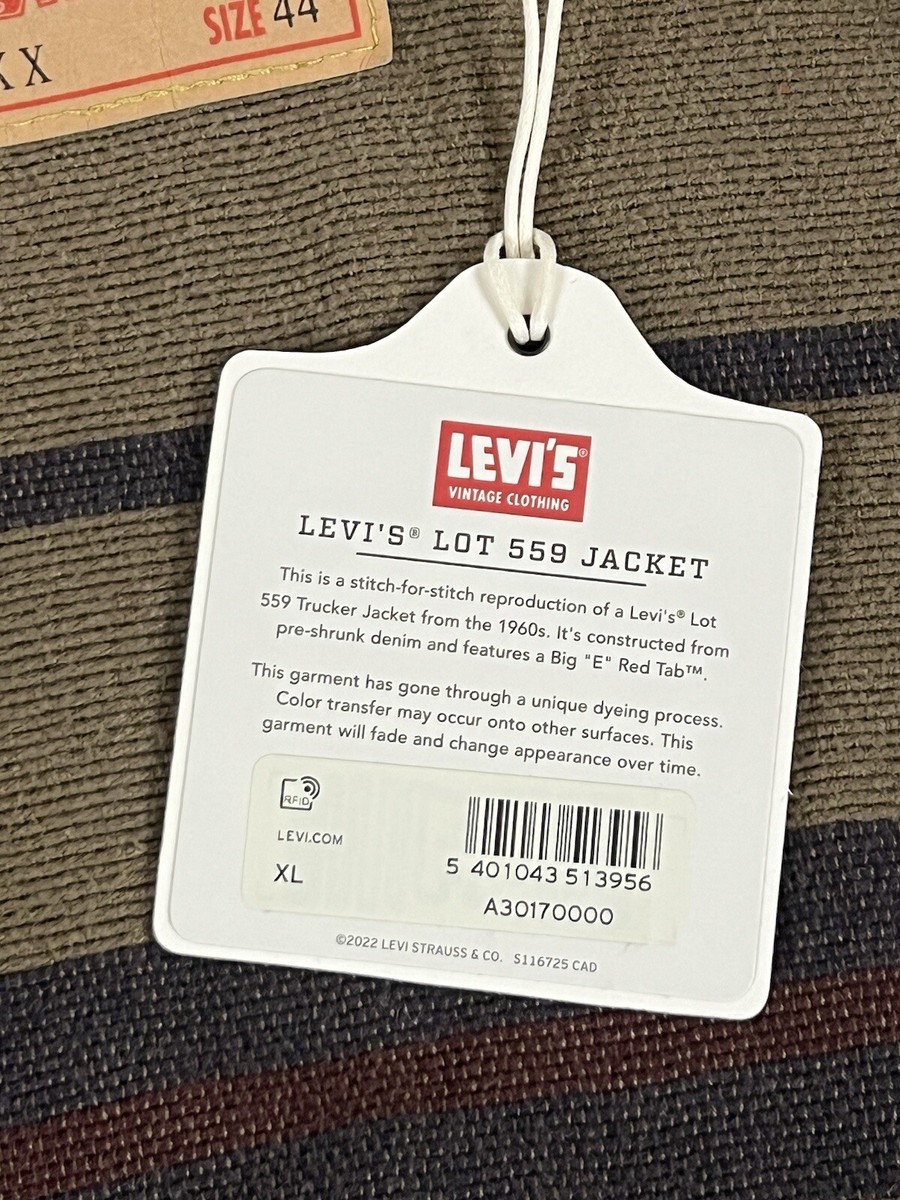 LEVIS VINTAGE CLOTHING LVC LOT 559 JACKET BLUE WORN IN XL