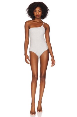 Good American Women s Silver  90s Hot One Shoulder One Piece Swimsuit NWT Size 2