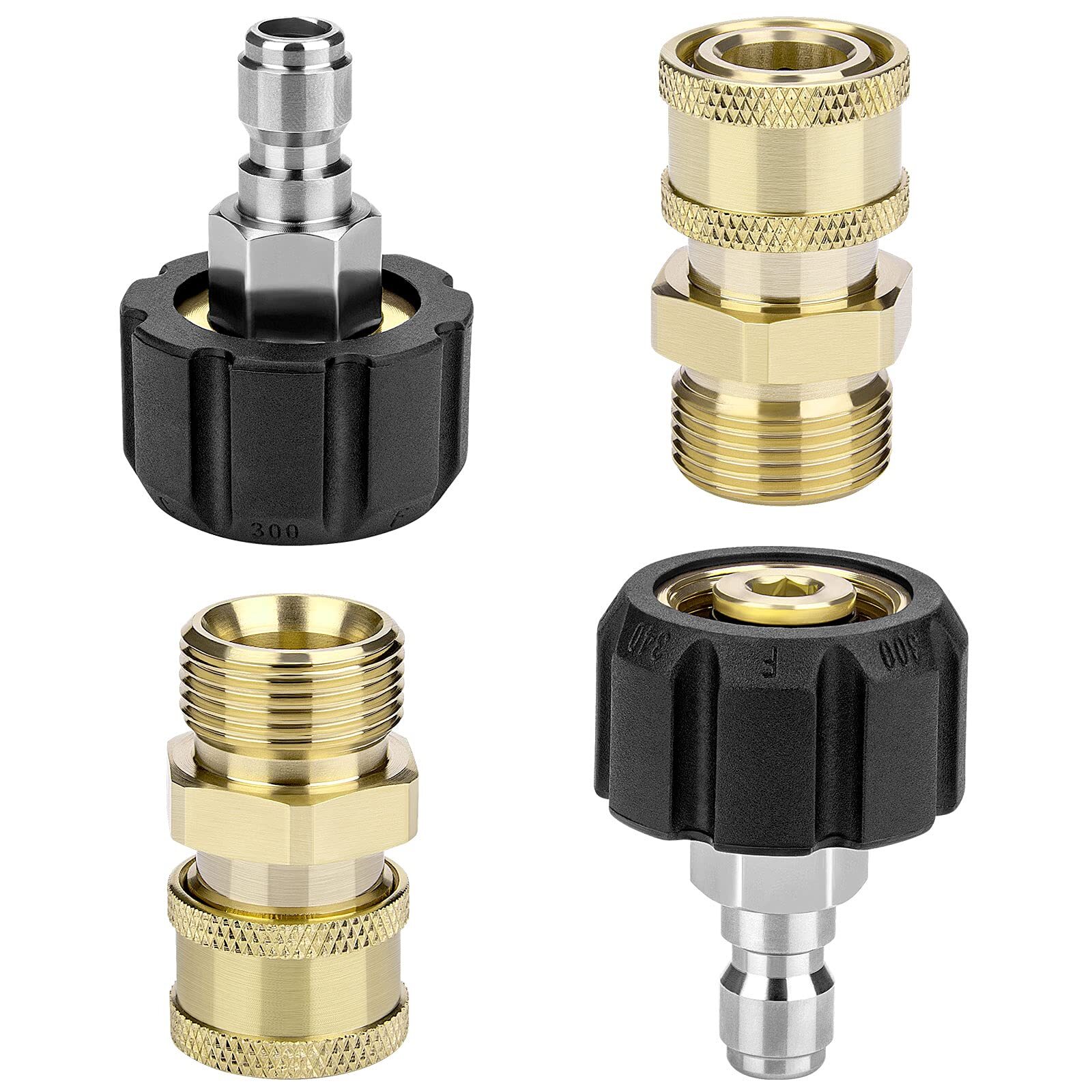 Pressure Washer Adapter Set, 2 Pair M22 (M22-14MM) 1/4'' Quick Connect, Press...
