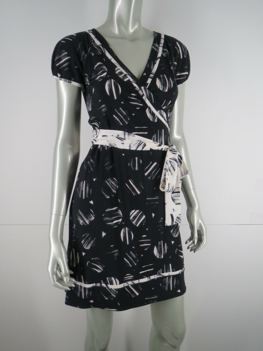 bcbg black wrap dress Wrap Mini Dress Black & Washed Floral Chilli / 12