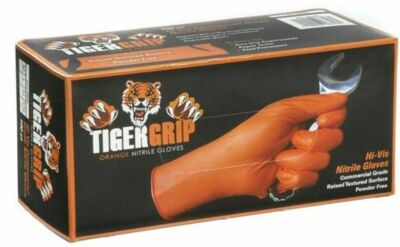 XL 90 X Tiger Impugnatura Arancione Qualit&agrave; Guanti IN Nitrile Officina