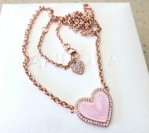 Pandora Pink Swirl Heart Collier 