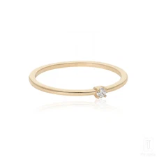 14K Gold 0.03 CT VS/F-G Diamond Simple Engagement Promise Ring - The Jewelz