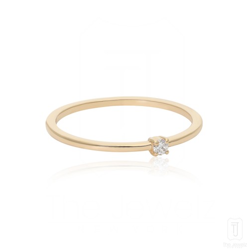 14K Gold 0.03 CT VS/F-G Diamond Simple Engagement Promise Ring - The Jewelz - Imagen 1 de 7