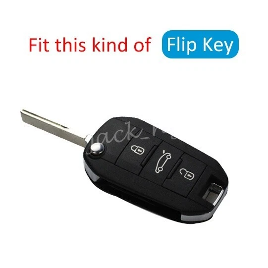 Carbon Fiber Flip Key Fob Case Cover For Peugeot 208 301 308 508 2008 3008 5008 - Image 2 of 4