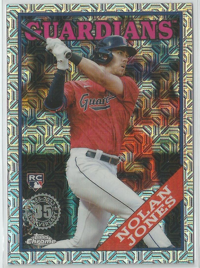 Nolan Jones 2023 Topps Series 1 1988 Silver Pack Mojo Refractor Rookie Card #59