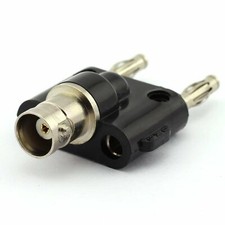 BNC Female to Dual Banana 4MM Male Plug Jack Binding Posts RF Coaxial Adapter