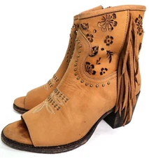 Miss Macie U2008-01 Ana Grace Open Toe Studded Ankle Boot Women Size 9.5M Brown