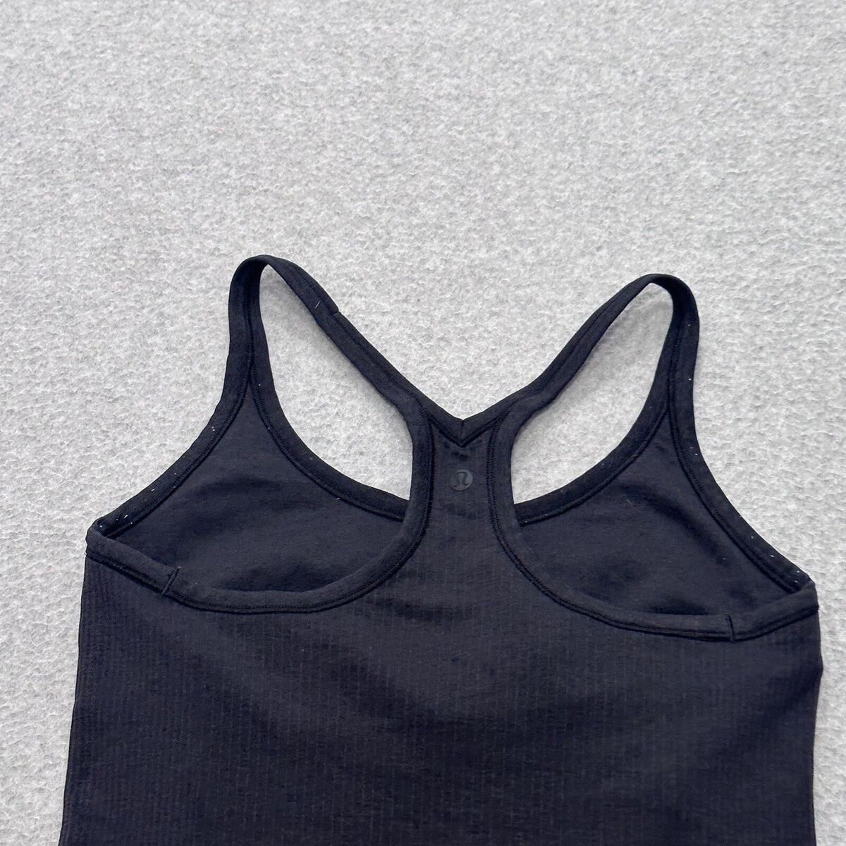 Lululemon Womens Black Ebb To Street Tank Top Shirt Built In Lululemon Womens Black Ebb To Street Tank Top Shirt Built In