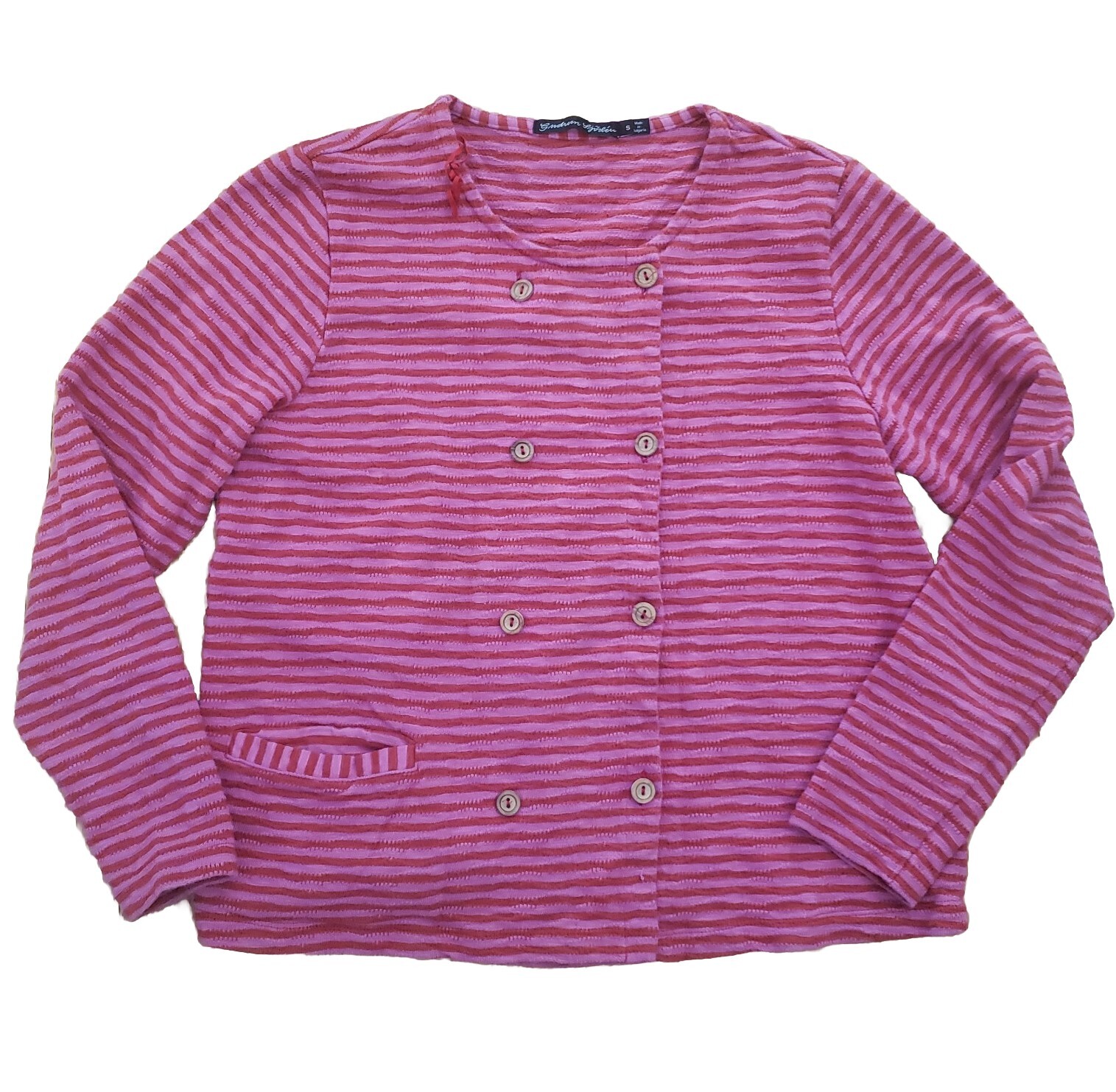 Gudrun Sjoden Womens Pink Stripe Jacket Blazer S Double Breasted Top Lagenlook