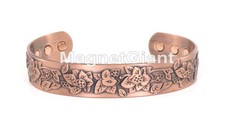 Leaves - Solid Copper High Power Magnetic Bangle Bracelet Cuff - BG73C