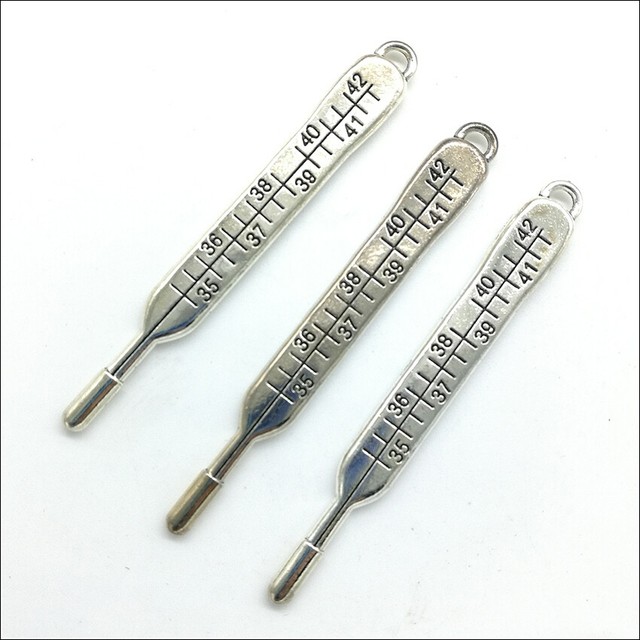 Bulk 10pcs Thermometer Antique Silver Charms Pendants Jewelry Making