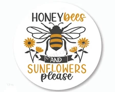 Honeybees + Sunflowers Please Labels Envelope Seals Bumblebee Scrapbook Stickers