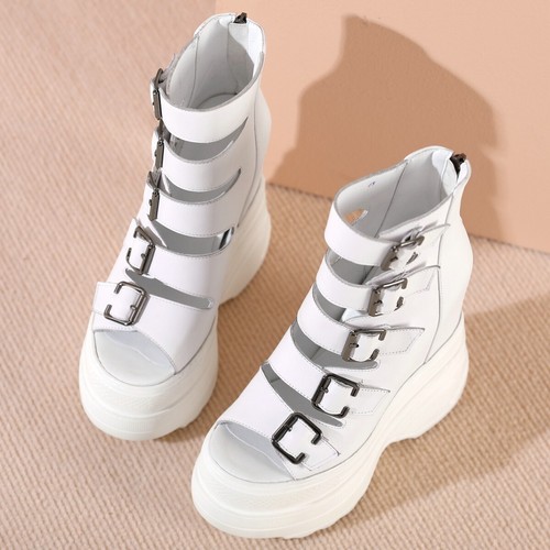 Wedges Pumps Plus Size 47 Shoes Women's Leather High Heels Boots Size 46 Sandals - Picture 10 of 18