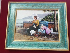 Quadro Dipinto A Mano Con Cornice Dorata Classico Foglia Oro 20x25 Ebay