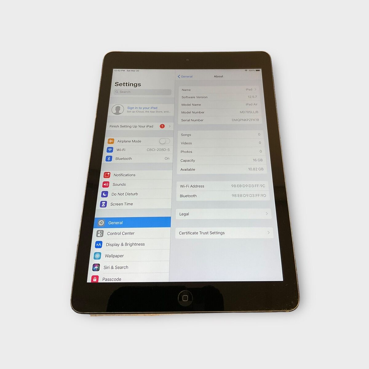 Apple iPad Air 16GB Space Grey Model A1474 - MD785LL/B | eBay Apple iPad Air 16GB Space Grey Model A1474 - MD785LL/B | eBay