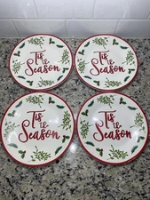 Royal Norfolk Christmas Plates 7.5” Tis The Season Holiday Dessert/Salad (4)