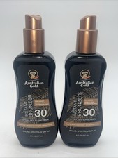 2pk Australian Gold Instant Bronzer SPF 30 Spray Gel Sunscreen 8 oz. READ