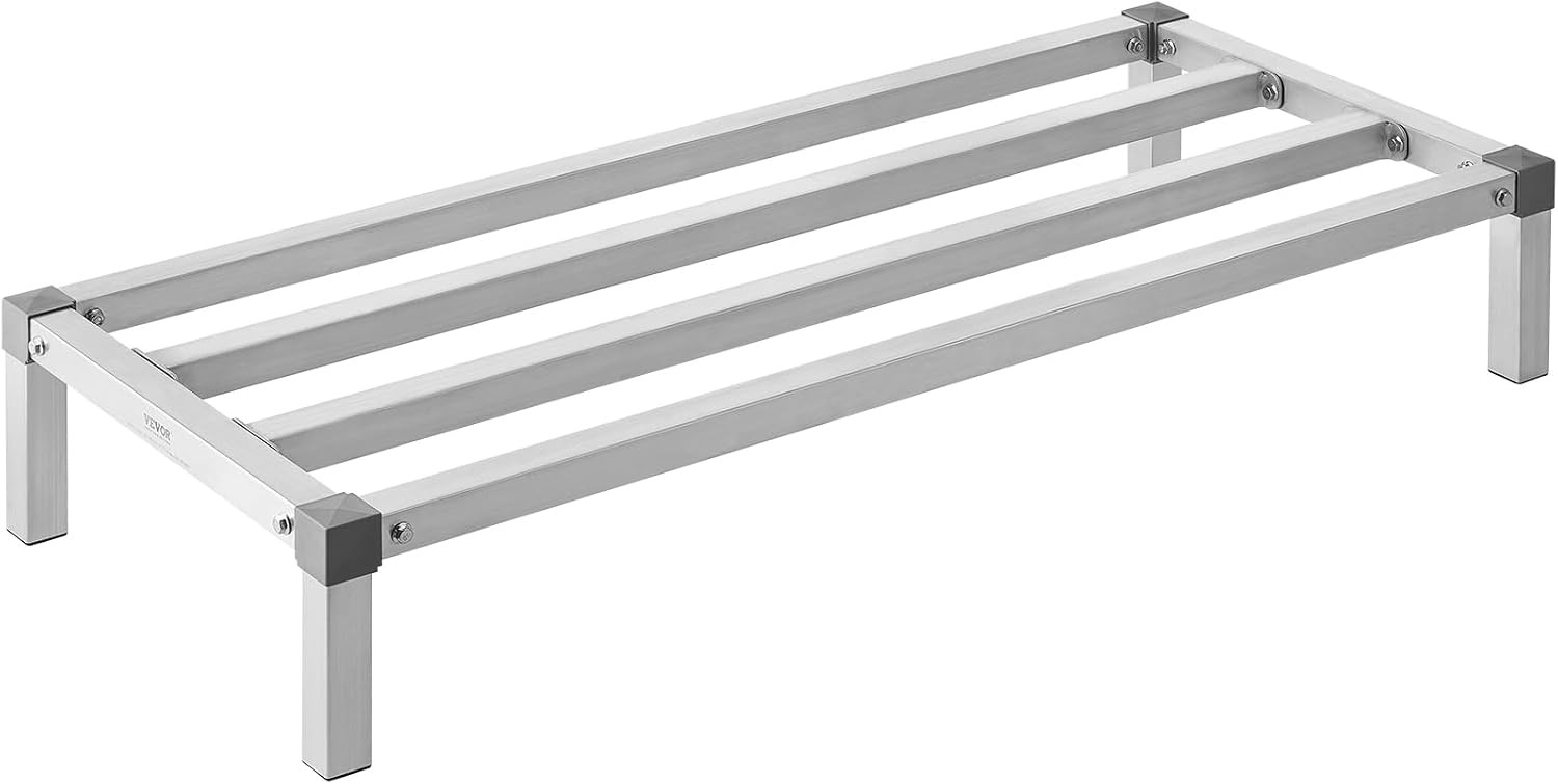 Aluminum Dunnage Rack, 48” x 20” Commercial Food Floor Rack, 8” Off the Floor,