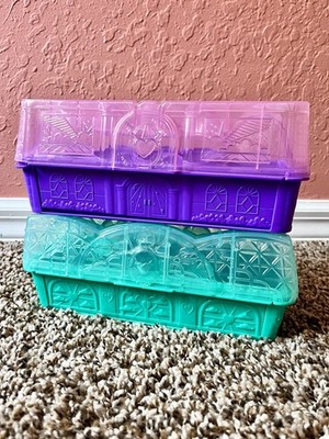 Hatchimals Egg Carton Cases 2 Storage & Play Sets Purple Teal Preowned
