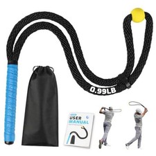 Premium Golf Swing Rope Training Aid With Ball Grip For Tempo Training Black