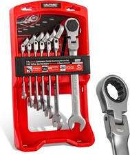 7-Piece Flex Head Ratchet Set Ratcheting Combination Wrench Set W/ 72-Tooth 5°